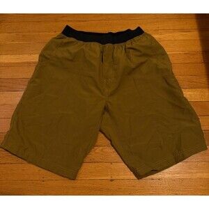 Prana Shorts Mens L Brown Breathe Elastic Waist Quick Dry Hiking Casual